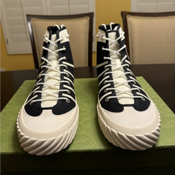 New Gucci GG Logo High Top Sneaker Shoes Black White Size UK 12 / US 12.5 - Picture 5 of 16